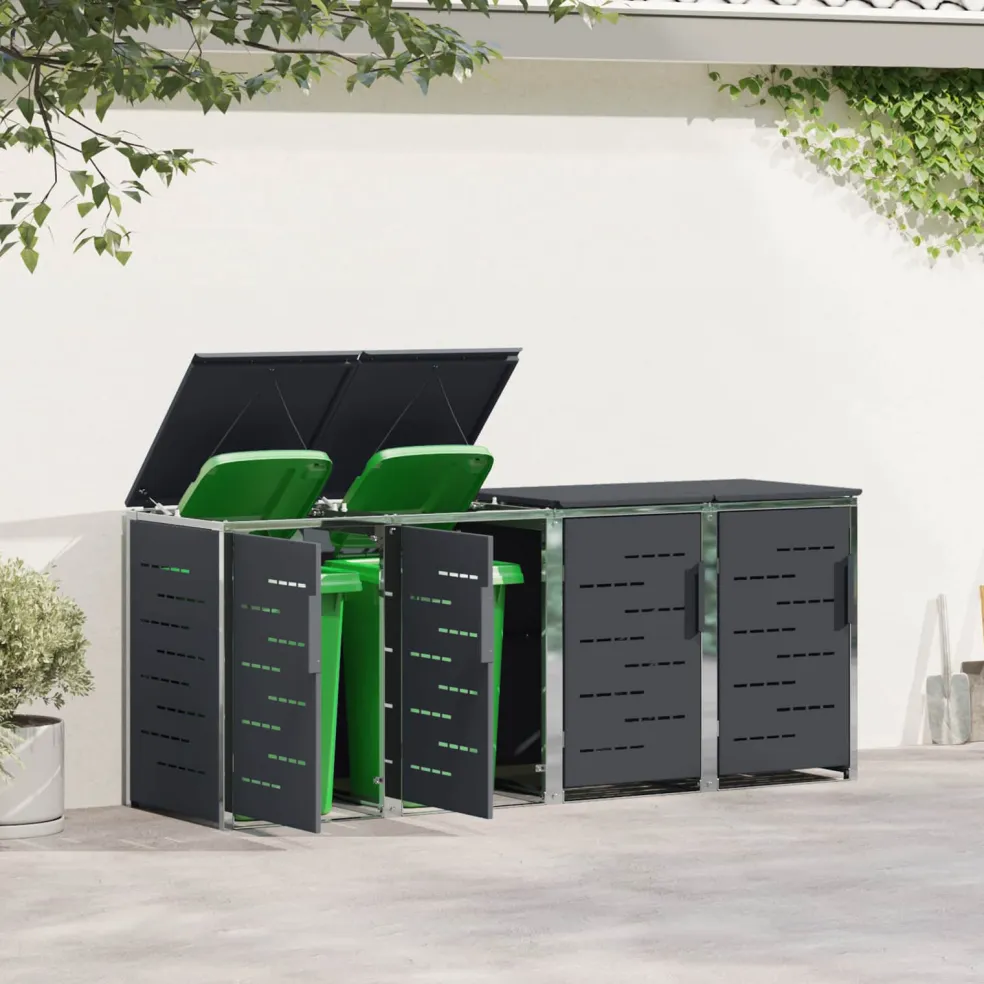 vidaXL Containerombouw for 4 Bins 240L Roestvrij staal