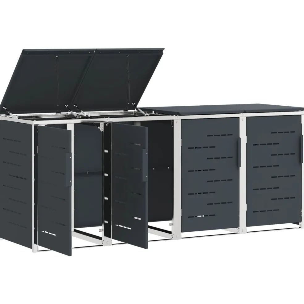 vidaXL Containerombouw for 4 Bins 240L Roestvrij staal
