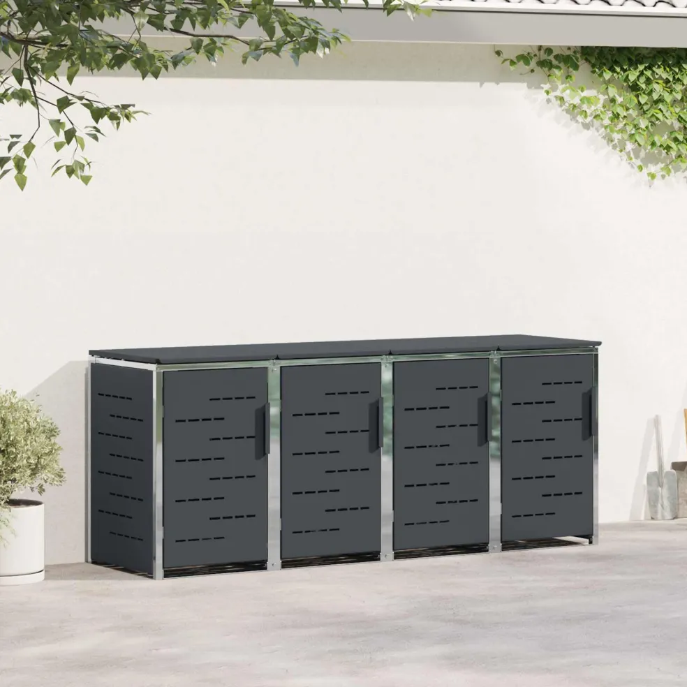 vidaXL Containerombouw for 4 Bins 240L Roestvrij staal