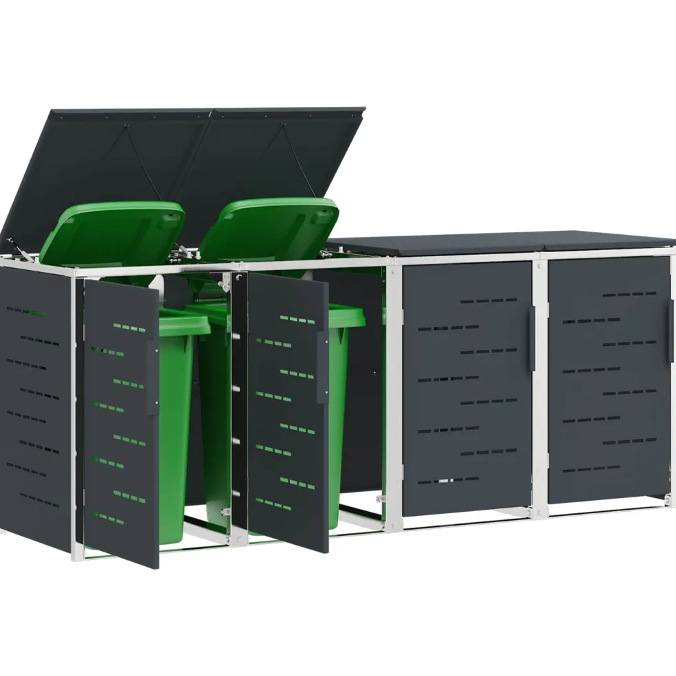 vidaXL Containerombouw for 4 Bins 240L Roestvrij staal