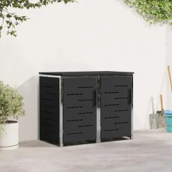 vidaXL Containerombouw for 2 Bins 240L Roestvrij staal Zwart