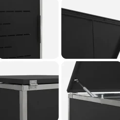 vidaXL Containerombouw for 2 Bins 240L Roestvrij staal Zwart
