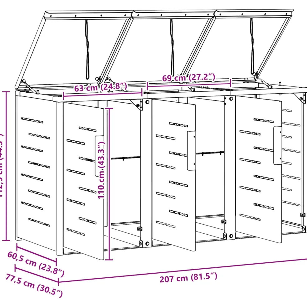 vidaXL Containerombouw Roestvrij staal Grijs