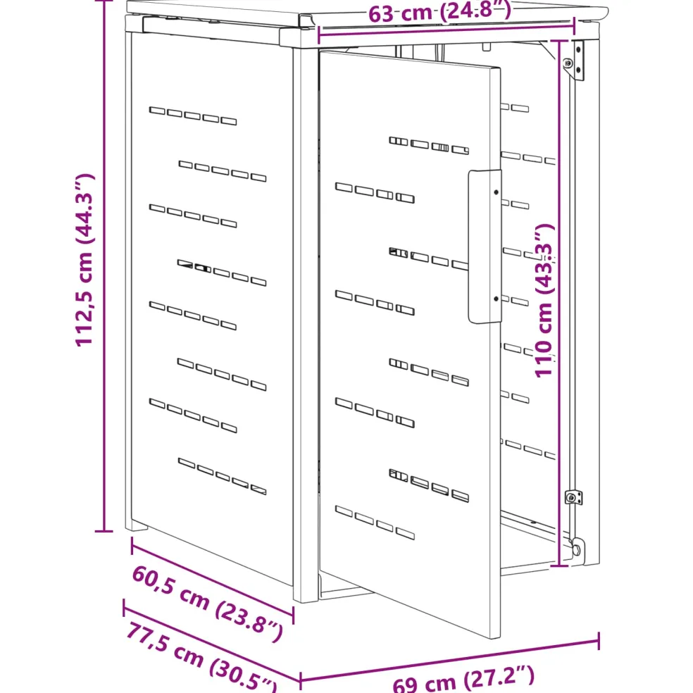 vidaXL Containerombouw voor 1 bak 240L Grijs