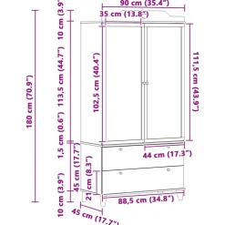 vidaXL Creatieve opslag voor kinderen ROROS Wit 90 x 45 x 180 cm