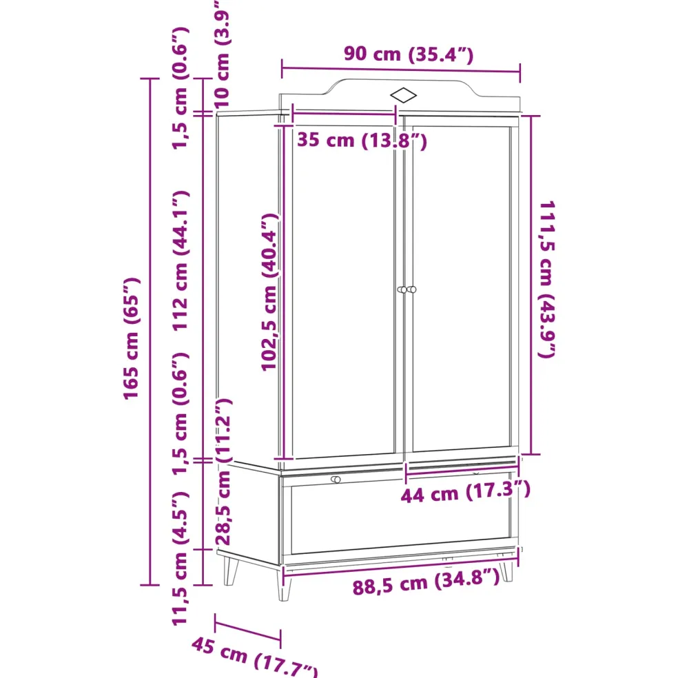 vidaXL Creatieve opslag voor kinderen ROROS Wit 90 x 45 x 165 cm