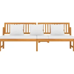 vidaxL Dagbed met crèmekleurig kussen 200x60x75 cm massief acaciahout