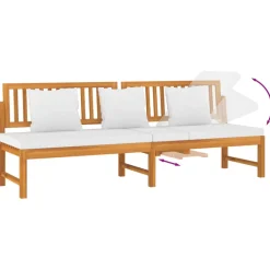 vidaxL Dagbed met crèmekleurig kussen 200x60x75 cm massief acaciahout