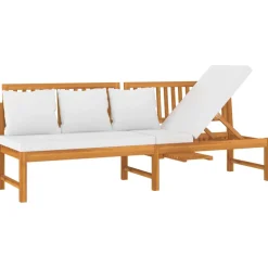 vidaxL Dagbed met crèmekleurig kussen 200x60x75 cm massief acaciahout