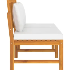 vidaxL Dagbed met crèmekleurig kussen 200x60x75 cm massief acaciahout