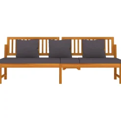 vidaxL Dagbed met grijs kussen 200x60x75 cm massief acaciahout