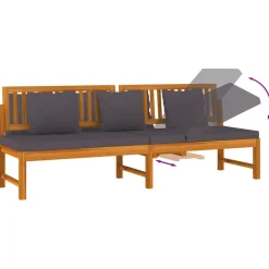 vidaxL Dagbed met grijs kussen 200x60x75 cm massief acaciahout