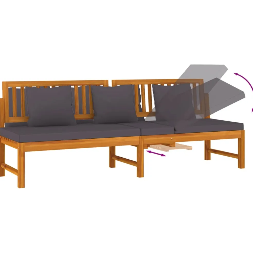 vidaxL Dagbed met grijs kussen 200x60x75 cm massief acaciahout
