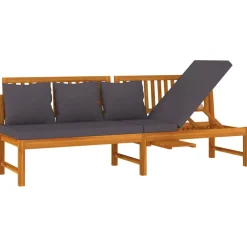 vidaxL Dagbed met grijs kussen 200x60x75 cm massief acaciahout