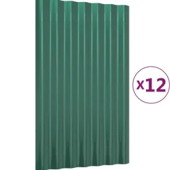 vidaXL Dakpanelen 12 st 60x36 cm gegalvaniseerd staal groen