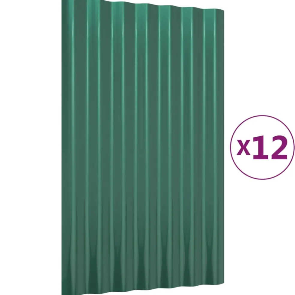 vidaXL Dakpanelen 12 st 60x36 cm gegalvaniseerd staal groen