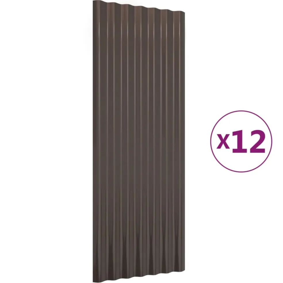 vidaXL Dakpanelen 12 st 100x36 cm gegalvaniseerd staal bruin