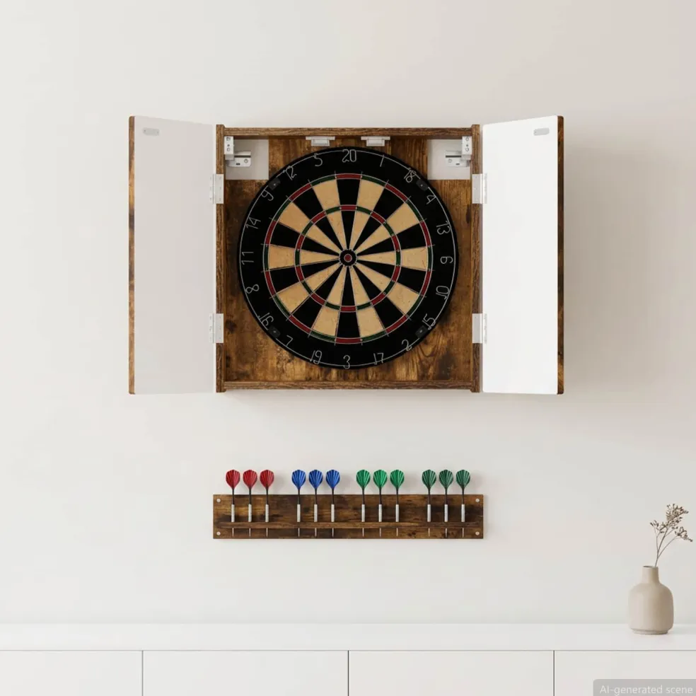 vidaXL Dartbord Kabinet ALKMAAR Gerookt eiken 52,5 x 10,5 x 53,5 cm