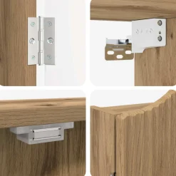 vidaXL Dartbord Kabinet Artisanaal eiken 56 x 12 x 63 cm Bewerkt hout