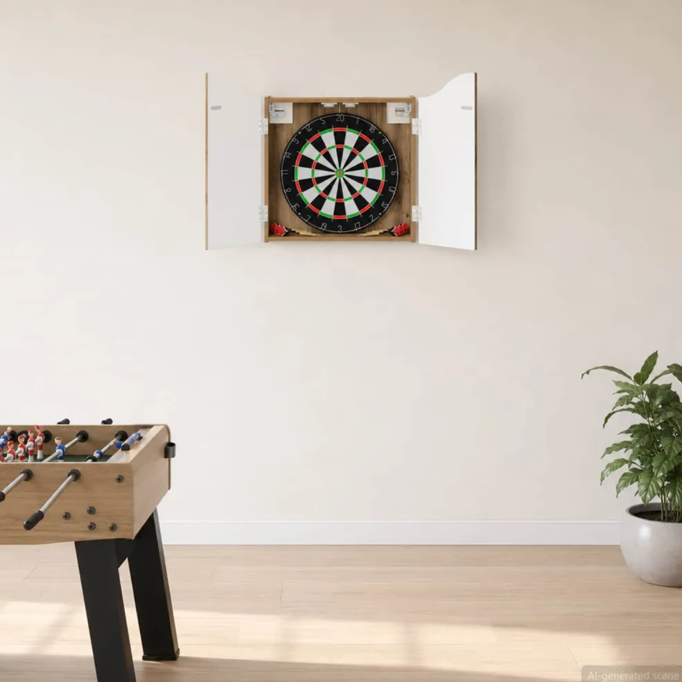 vidaXL Dartbord Kabinet Artisanaal eiken 56 x 12 x 63 cm Bewerkt hout