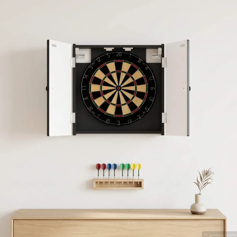 vidaXL Dartbord Kabinet BREDA Wit 52,5 x 10,5 x 53,5 cm Bewerkt hout