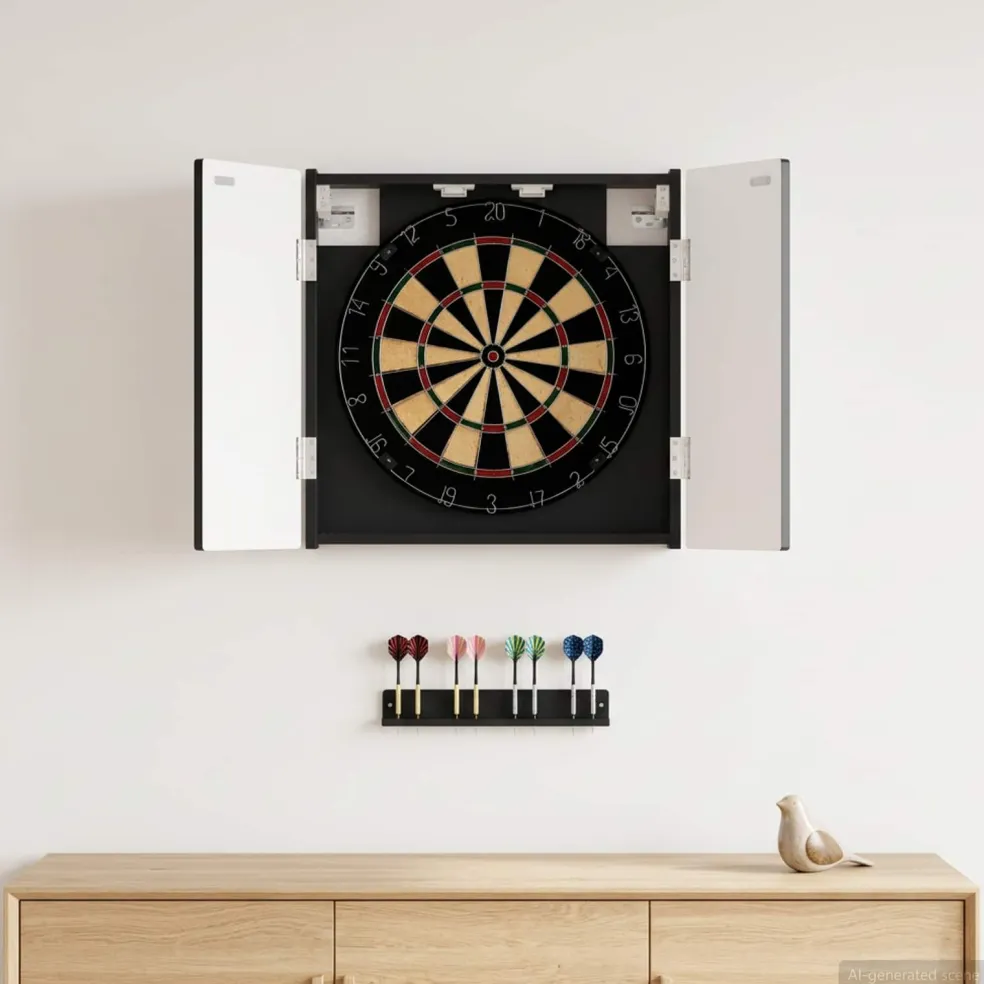 vidaXL Dartbord Kabinet DELFT Zwart 52,5 x 10,5 x 53,5 cm Bewerkt hout