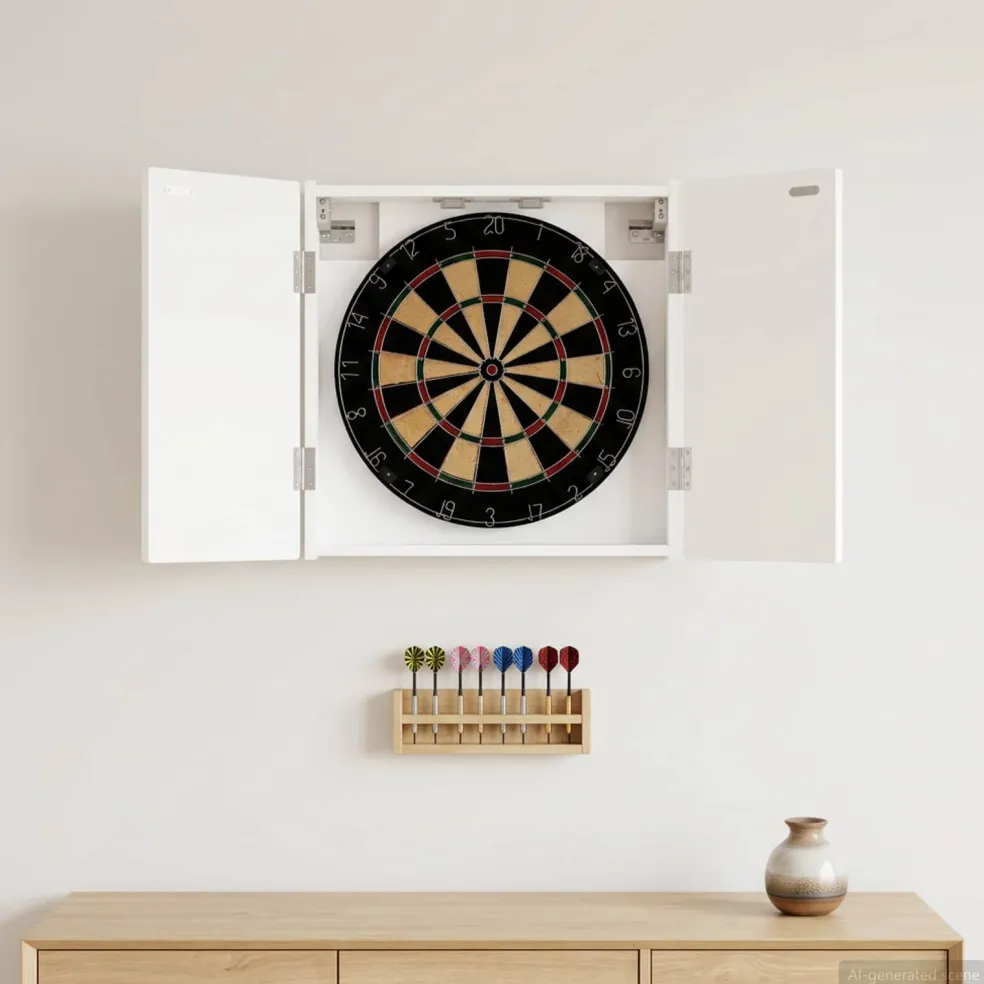 vidaXL Dartbord Kabinet DELFT Wit 52,5 x 10,5 x 53,5 cm Bewerkt hout