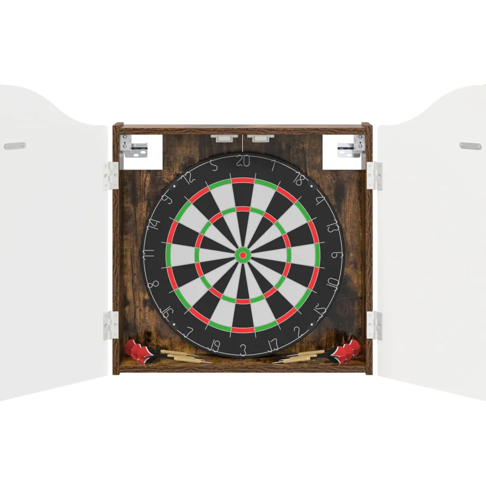 vidaXL Dartbord Kabinet Gerookt eiken 56 x 12 x 63 cm Bewerkt hout