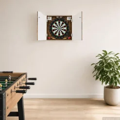 vidaXL Dartbord Kabinet Gerookt eiken 56 x 12 x 63 cm Bewerkt hout