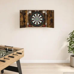 vidaXL Dartbord Kabinet Gerookt eiken 56 x 12 x 53,5 cm Bewerkt hout