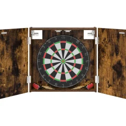 vidaXL Dartbord Kabinet Gerookt eiken 56 x 12 x 53,5 cm Bewerkt hout
