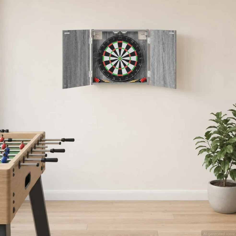 vidaXL Dartbord Kabinet Grijs Sonoma 56 x 12 x 53,5 cm Bewerkt hout
