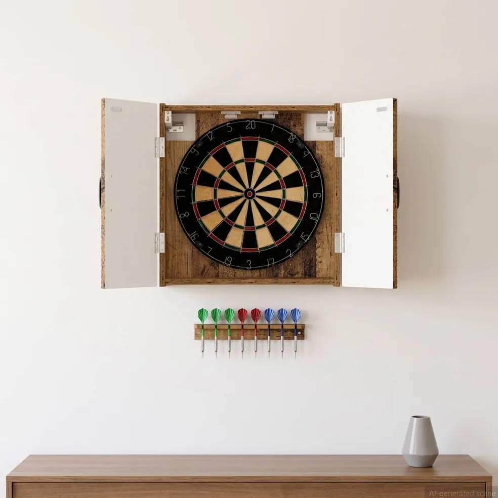 vidaXL Dartbord Kabinet HAARLEM Oud hout 52,5 x 10,5 x 53,5 cm