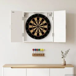vidaXL Dartbord Kabinet HAARLEM Wit 52,5 x 10,5 x 53,5 cm Bewerkt hout