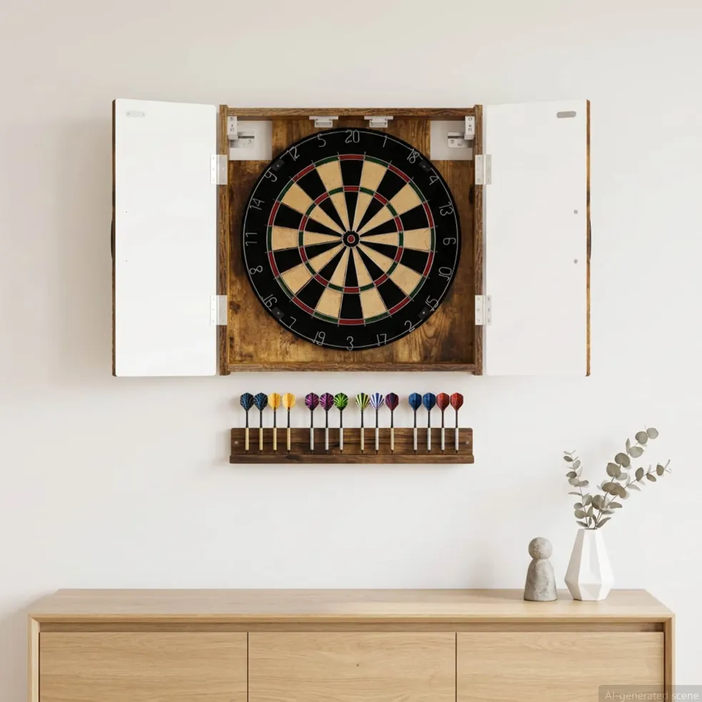 vidaXL Dartbord Kabinet HAARLEM Gerookt eiken 52,5 x 10,5 x 53,5 cm