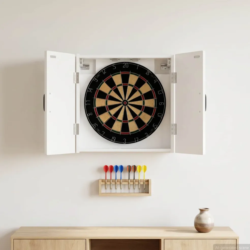 vidaXL Dartbord Kabinet HOORN Hoogglans Wit 52,5 x 10,5 x 53,5 cm
