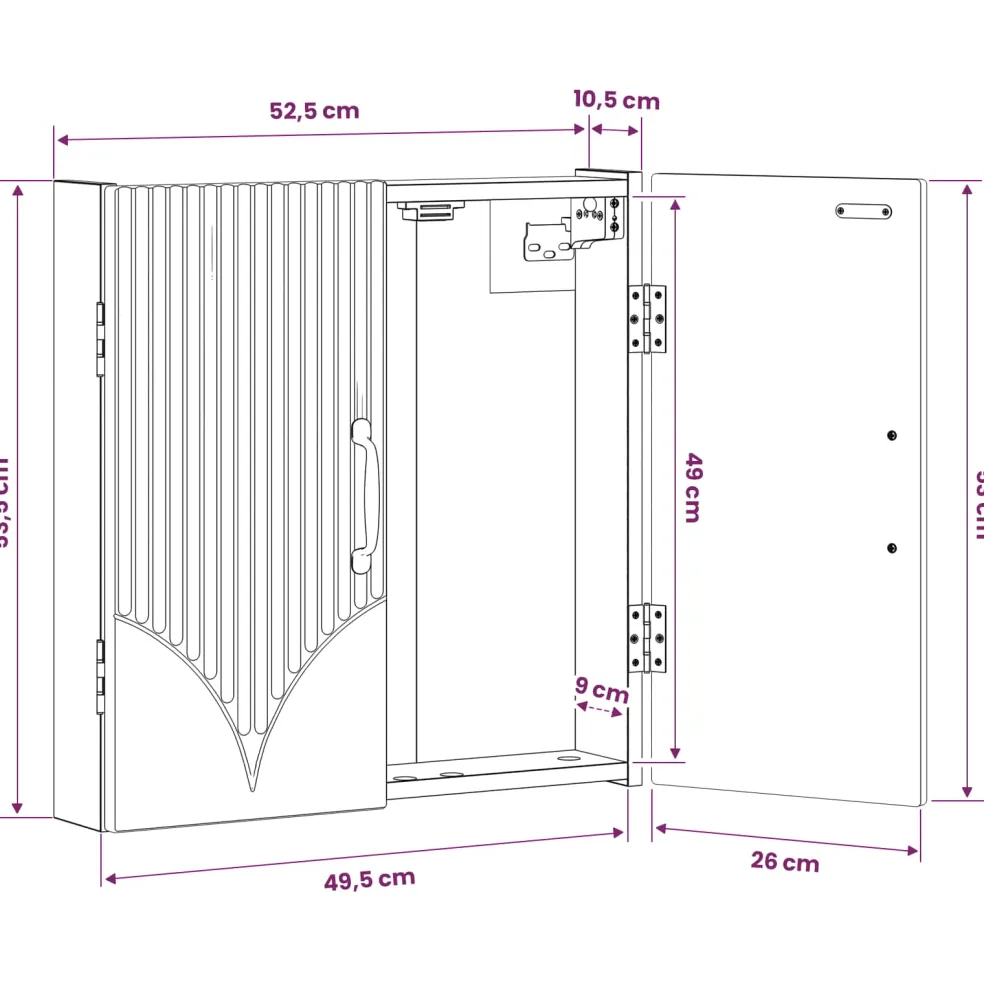 vidaXL Dartbord Kabinet HOORN Grijs Sonoma 52,5 x 10,5 x 53,5 cm