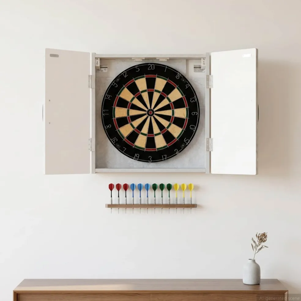 vidaXL Dartbord Kabinet HOORN Betongrijs 52,5 x 10,5 x 53,5 cm