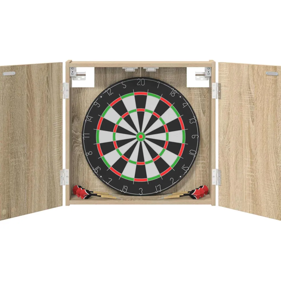 vidaXL Dartbord Kabinet Sonoma Eiken 56 x 12 x 53,5 cm Bewerkt hout