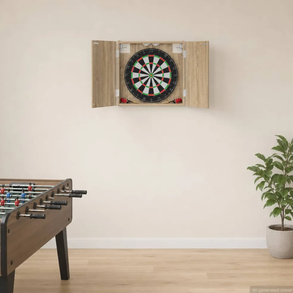 vidaXL Dartbord Kabinet Sonoma Eiken 56 x 12 x 53,5 cm Bewerkt hout