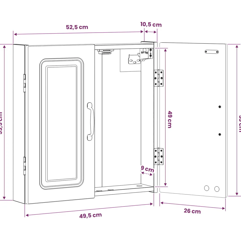 vidaXL Dartbord Kabinet UTRECHT Betongrijs 52,5 x 10,5 x 53,5 cm