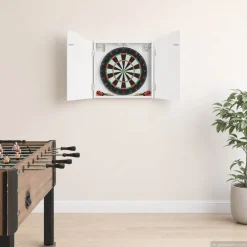 vidaXL Dartbord Kabinet Wit 56 x 12 x 63 cm Bewerkt hout