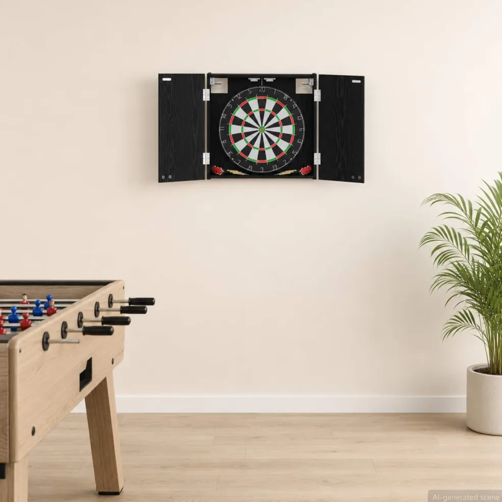vidaXL Dartbord Kabinet Zwart eiken 56 x 12 x 53,5 cm Bewerkt hout