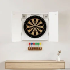 vidaXL Dartbord Kabinet ZWOLLE Wit 52,5 x 10,5 x 57,5 cm Bewerkt hout