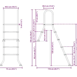 vidaXL Deels ingegraven zwembadtrap 195 x 116 cm 4-traps