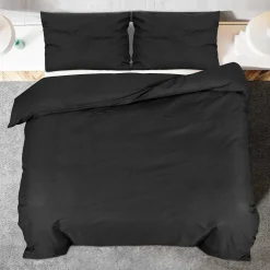 vidaXL Dekbedovertrekset lichtgewicht 140x200 cm microvezel zwart