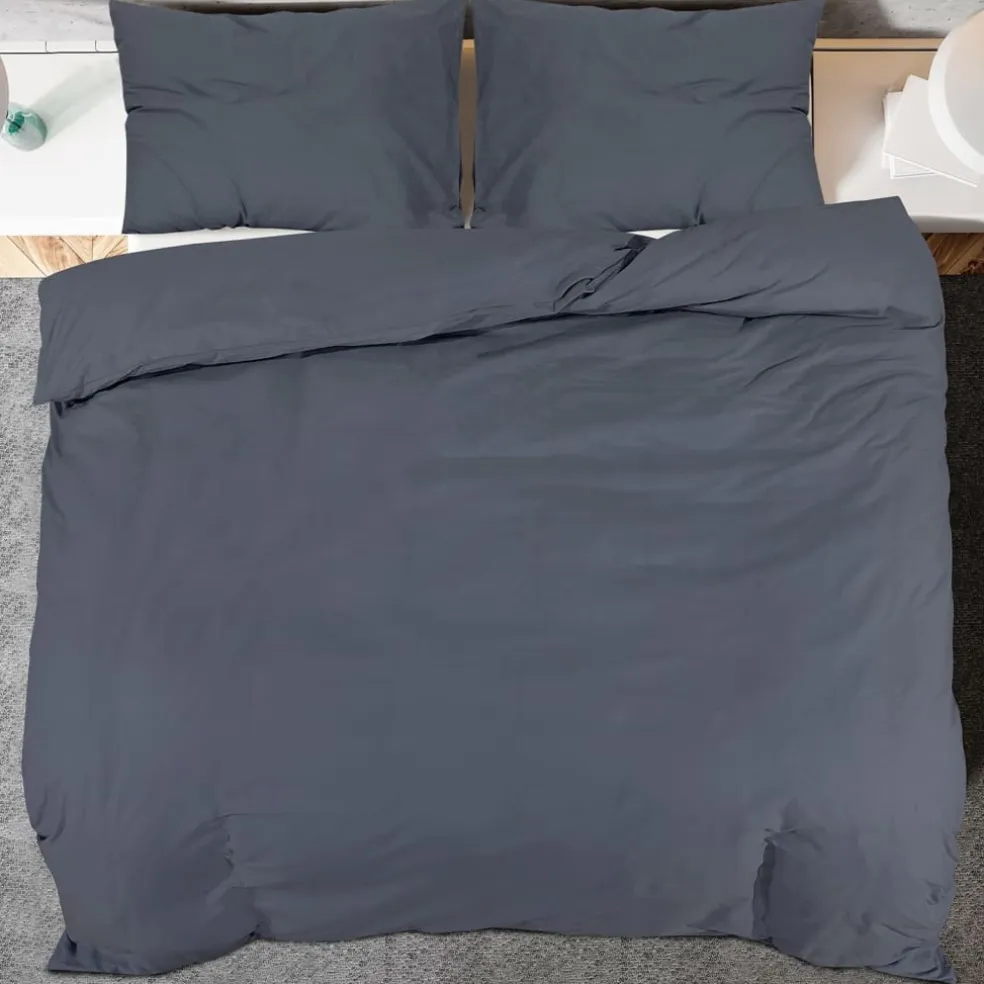 vidaXL Dekbedovertrekset lichtgewicht 140x200 cm microvezel antraciet