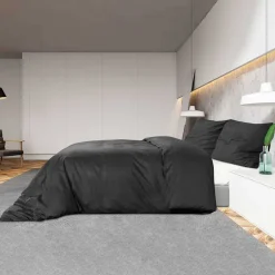 vidaXL Dekbedovertrekset 140x200 cm katoen zwart