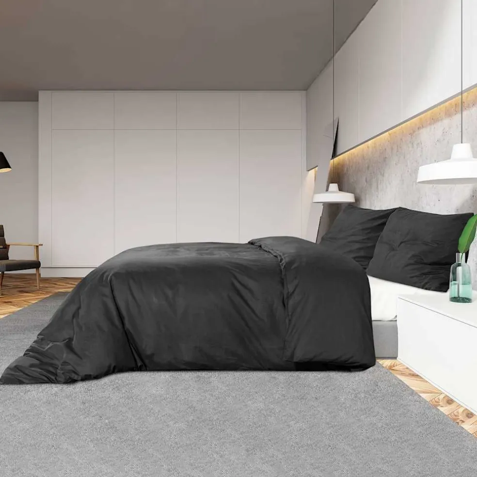 vidaXL Dekbedovertrekset 140x200 cm katoen zwart