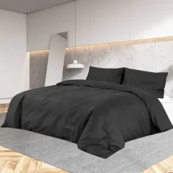 vidaXL Dekbedovertrekset 140x200 cm katoen zwart